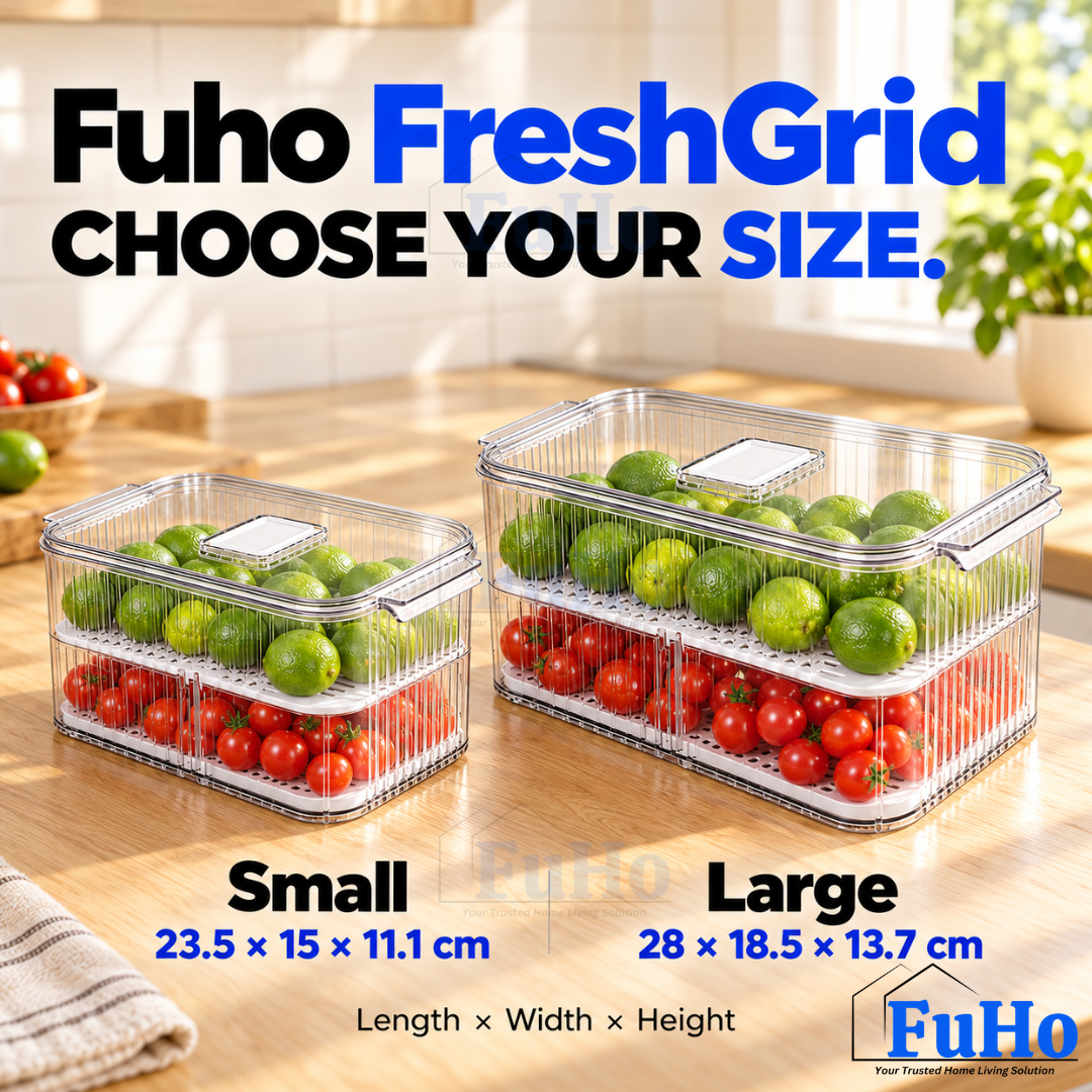 Fuho FreshGrid Fridge Drain Box for Fruit & Vegetables (S, L)