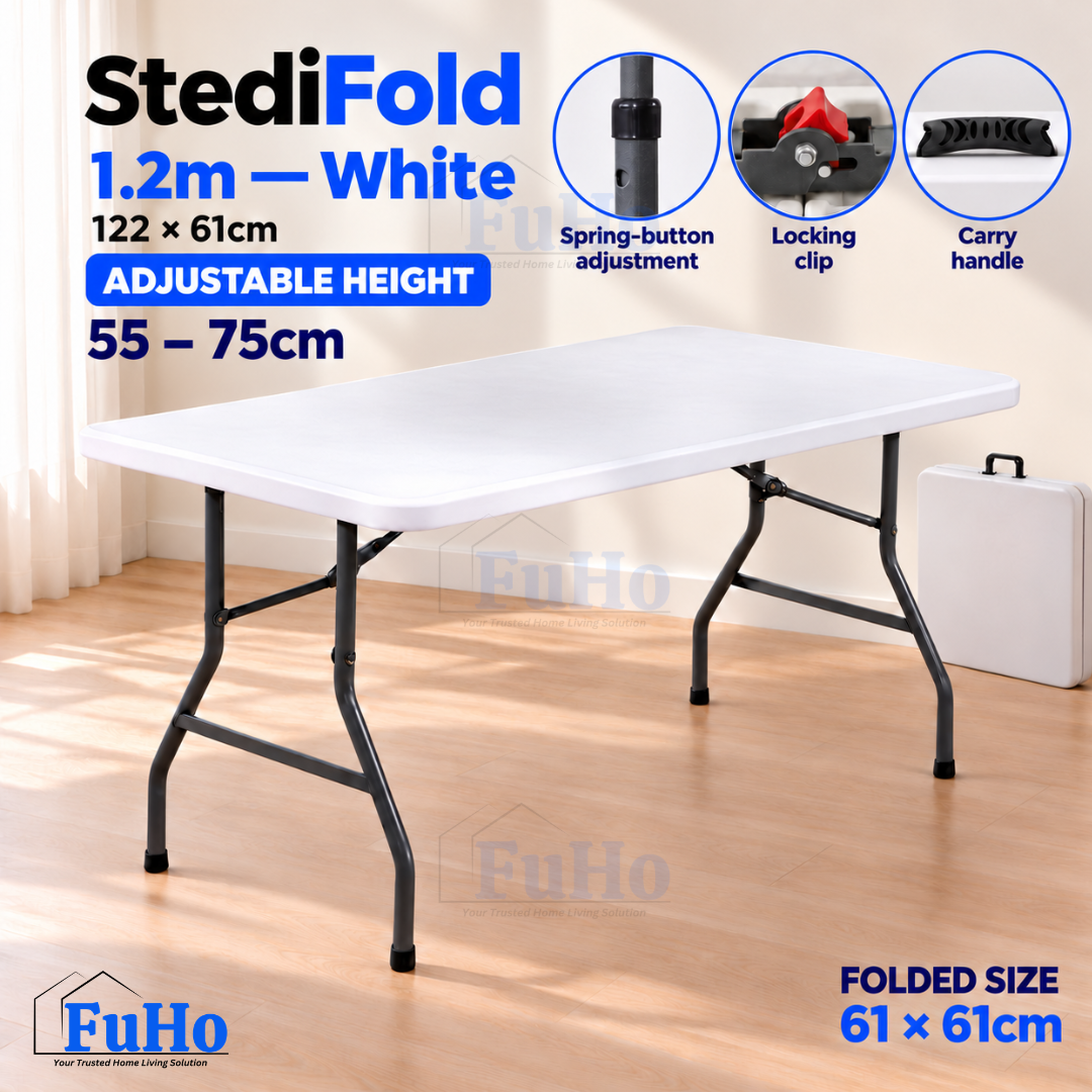 Fuho Foldable Table, Portable Indoor & Outdoor (1.2m, 1.5m, 1.8m)