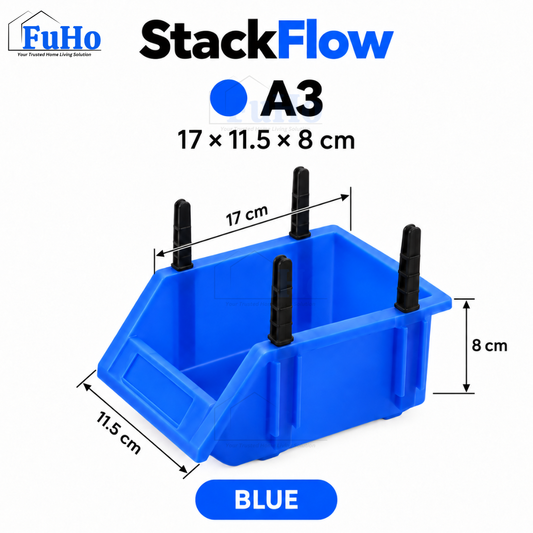 Fuho ModuBin Stackable Open-Front Storage Bin, Heavy-Duty Plastic