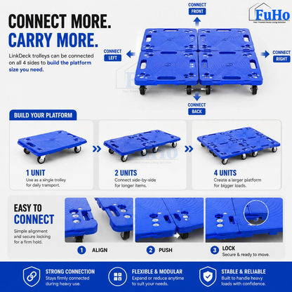 Fuho Industrial Lightweight Flat Trolley (Black, Blue)