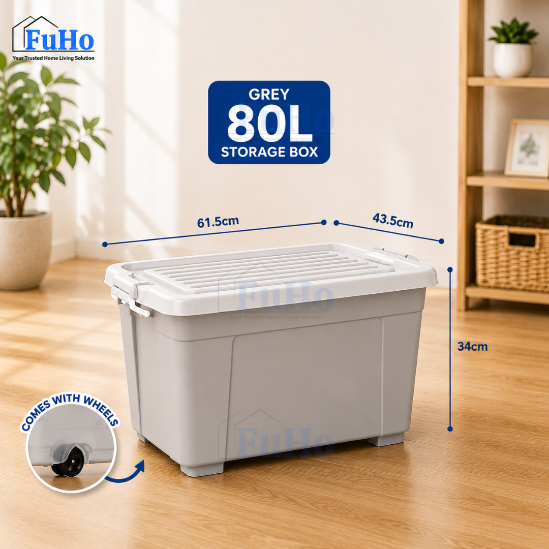 Fuho Transparent Storage Box With Wheel | Plastic Container | Stackable Box | Storage Box (HL0005)