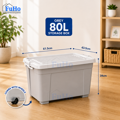 Fuho Transparent Storage Box With Wheel | Plastic Container | Stackable Box | Storage Box (HL0005)