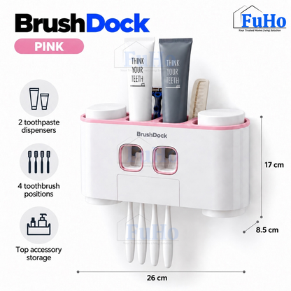 Fuho x Ecoco BrushDock Toothbrush Holder & Toothpaste Dispenser (3 Colours)