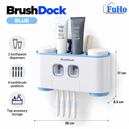 Fuho x Ecoco BrushDock Toothbrush Holder & Toothpaste Dispenser (3 Colours)