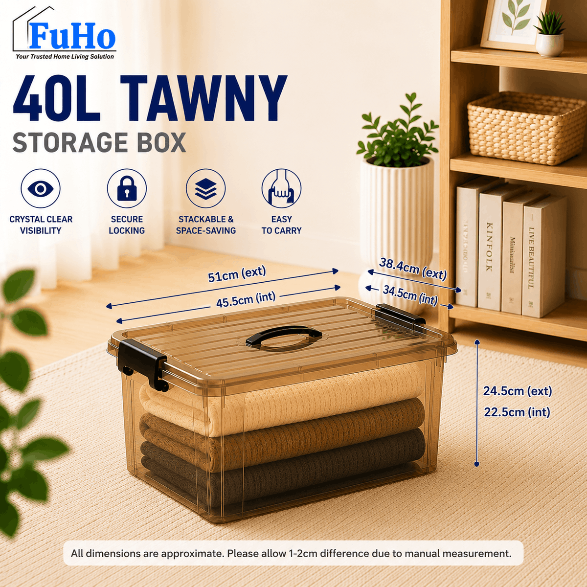 🔥(LOWEST PRICE) Fuho Transparent Storage Box | Plastic Container | Stackable Box (HL001)