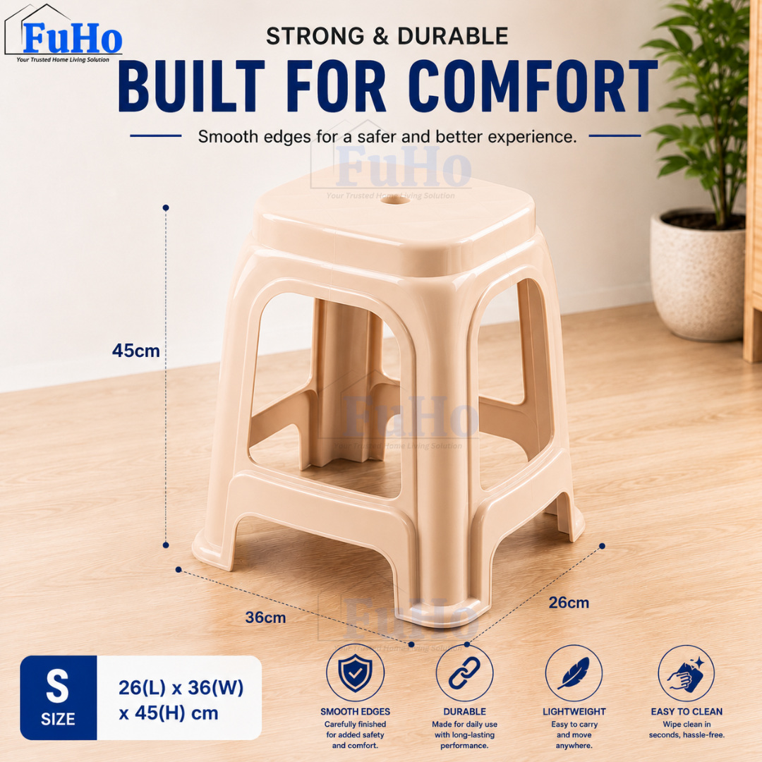 Fuho Red Stackable Stool | Red Plastic Stool | Stackable Chair | Windmill Stool | (HL0341)