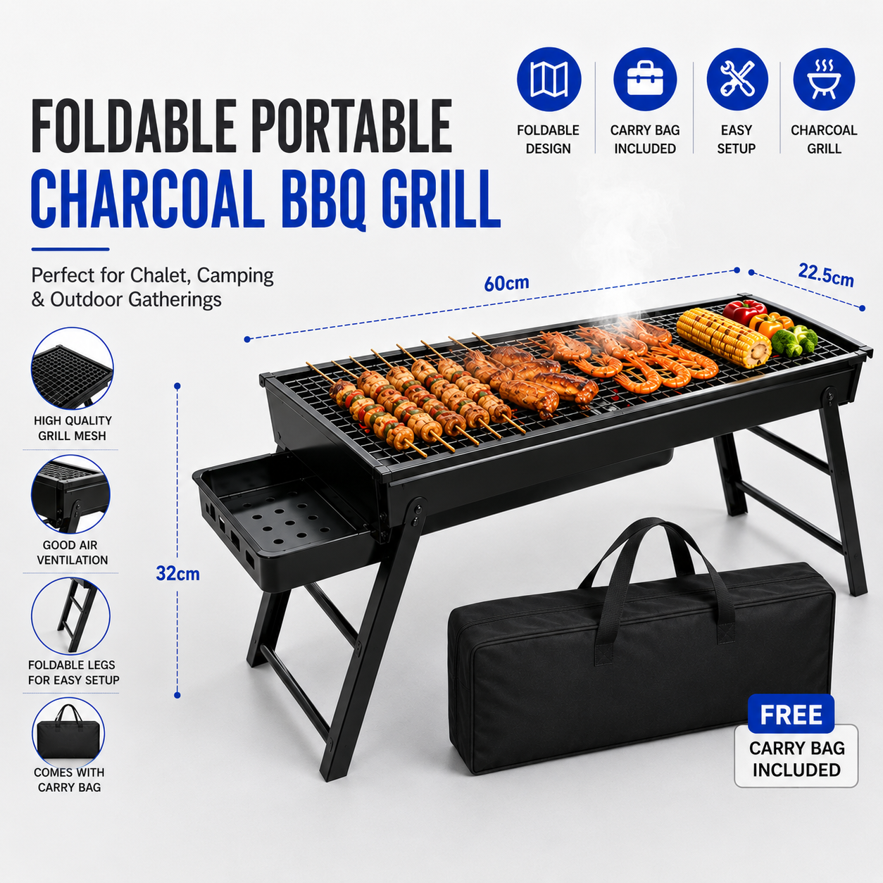 Fuho Foldable Portable BBQ Pit | BBQ Pit | Portable BBQ Pit | (HL0340)