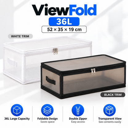 Fuho ViewFold Linen Storage Box with Handles, Foldable (6.7L to 47L)