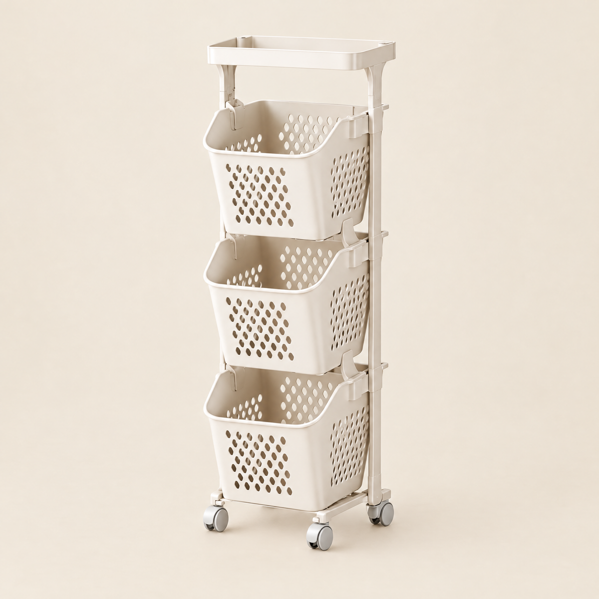 Fuho SortPro 3-layer rolling laundry sorter with top tray