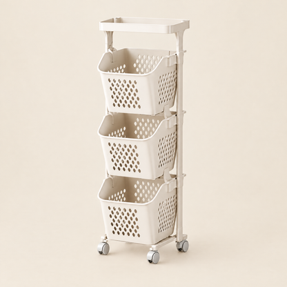 Fuho SortPro 3-layer rolling laundry sorter with top tray