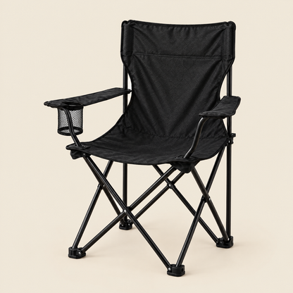 Fuho foldable bench chair in black, unfolded