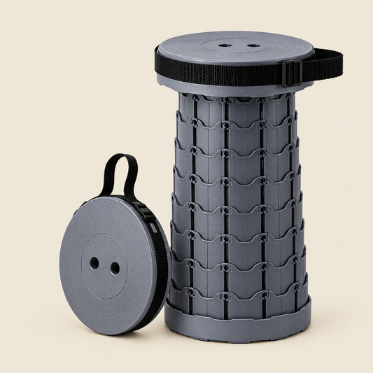 Fuho telescopic folding stool, extended and folded