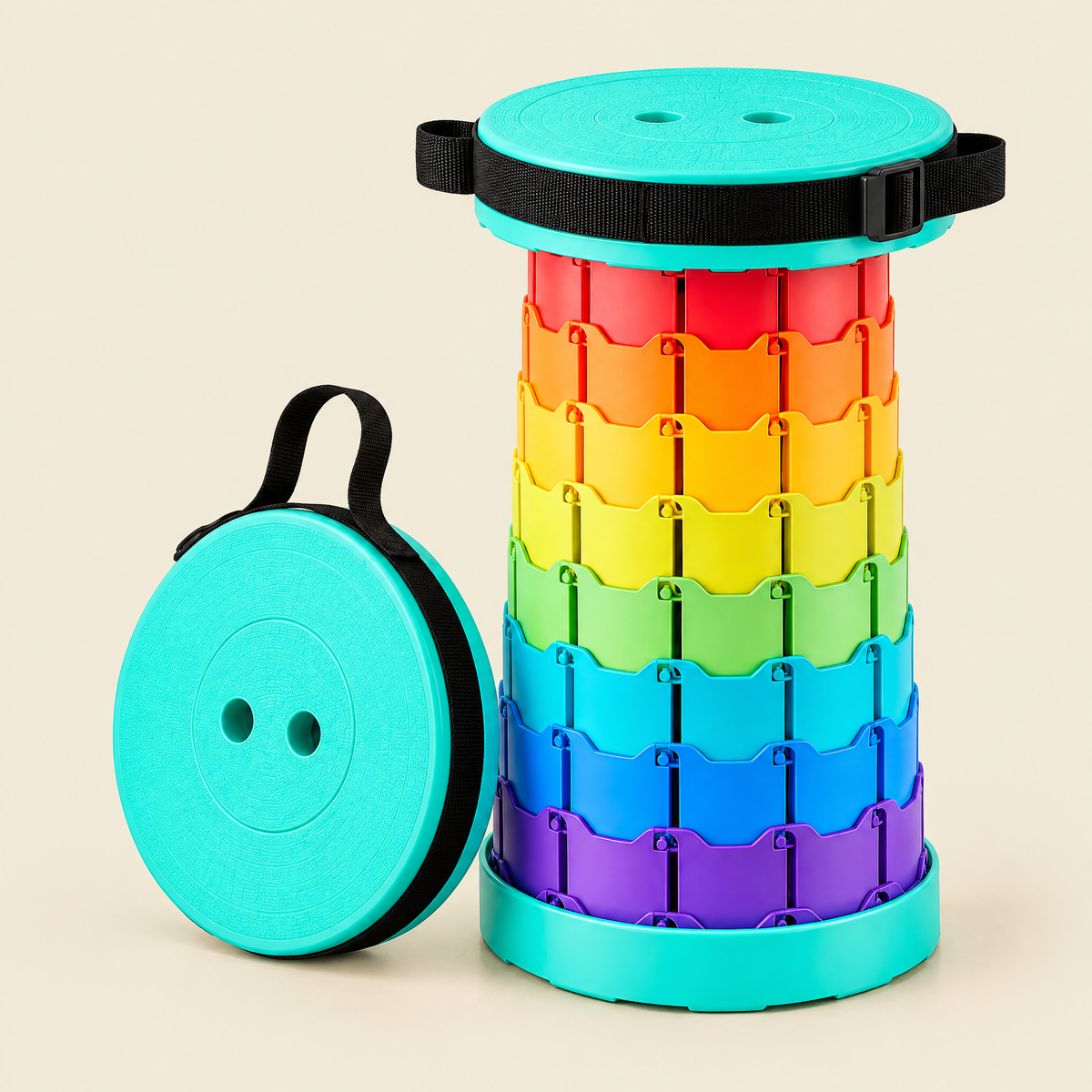 Telescopic stool, rainbow mint