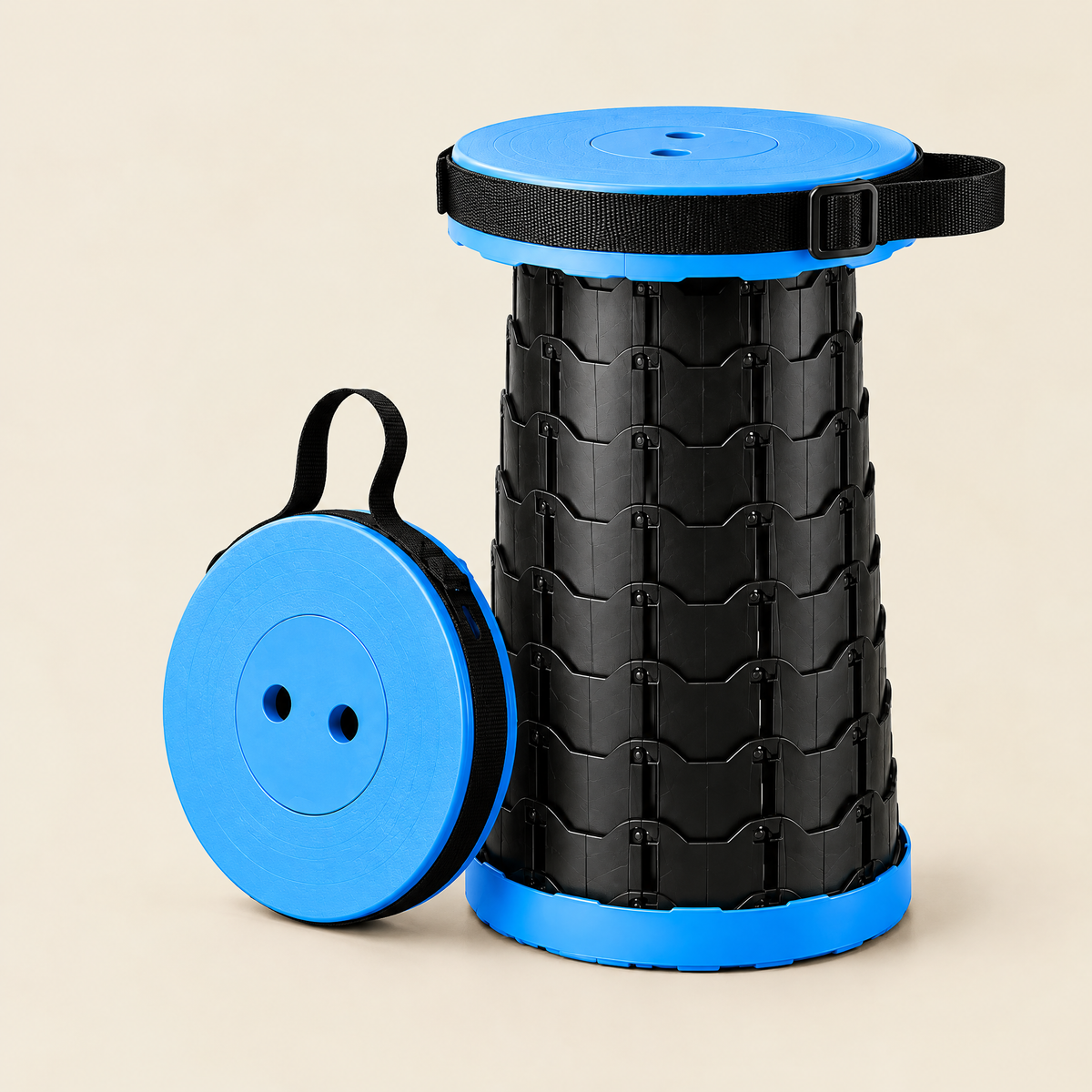 Telescopic stool, black and blue