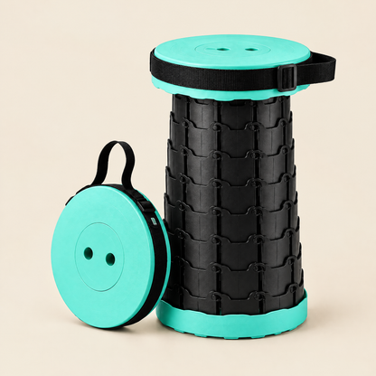 Telescopic stool, black and mint