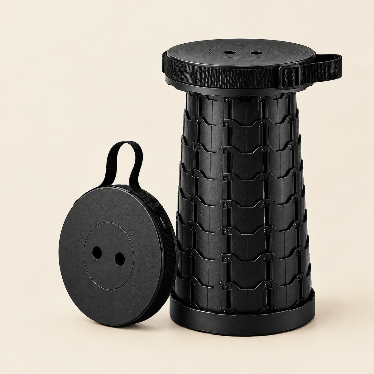 Telescopic stool, black