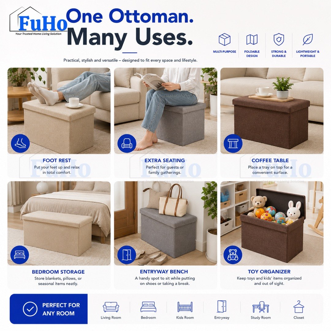 🇸🇬READY STOCK🇸🇬 FuHo Ichika Foldable Storage Sofa | Storage Chair | Storage Stool | Sofa | Ottoman Stool | (HL0104)