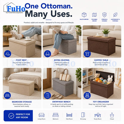Fuho Ichika Foldable Storage Ottoman Stool (S to 2XL)