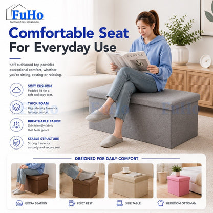 Fuho Ichika Foldable Storage Ottoman Stool (S to 2XL)