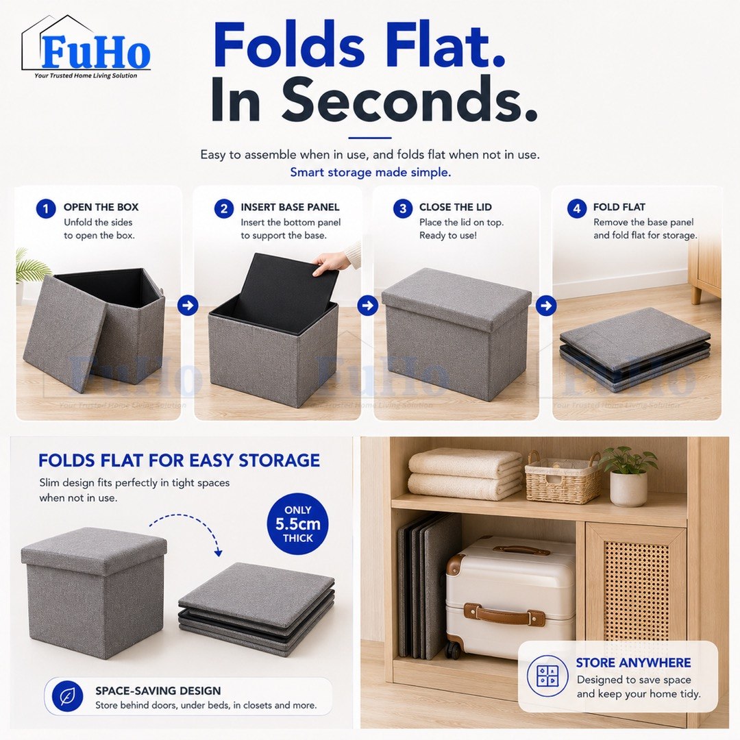 🇸🇬READY STOCK🇸🇬 FuHo Ichika Foldable Storage Sofa | Storage Chair | Storage Stool | Sofa | Ottoman Stool | (HL0104)