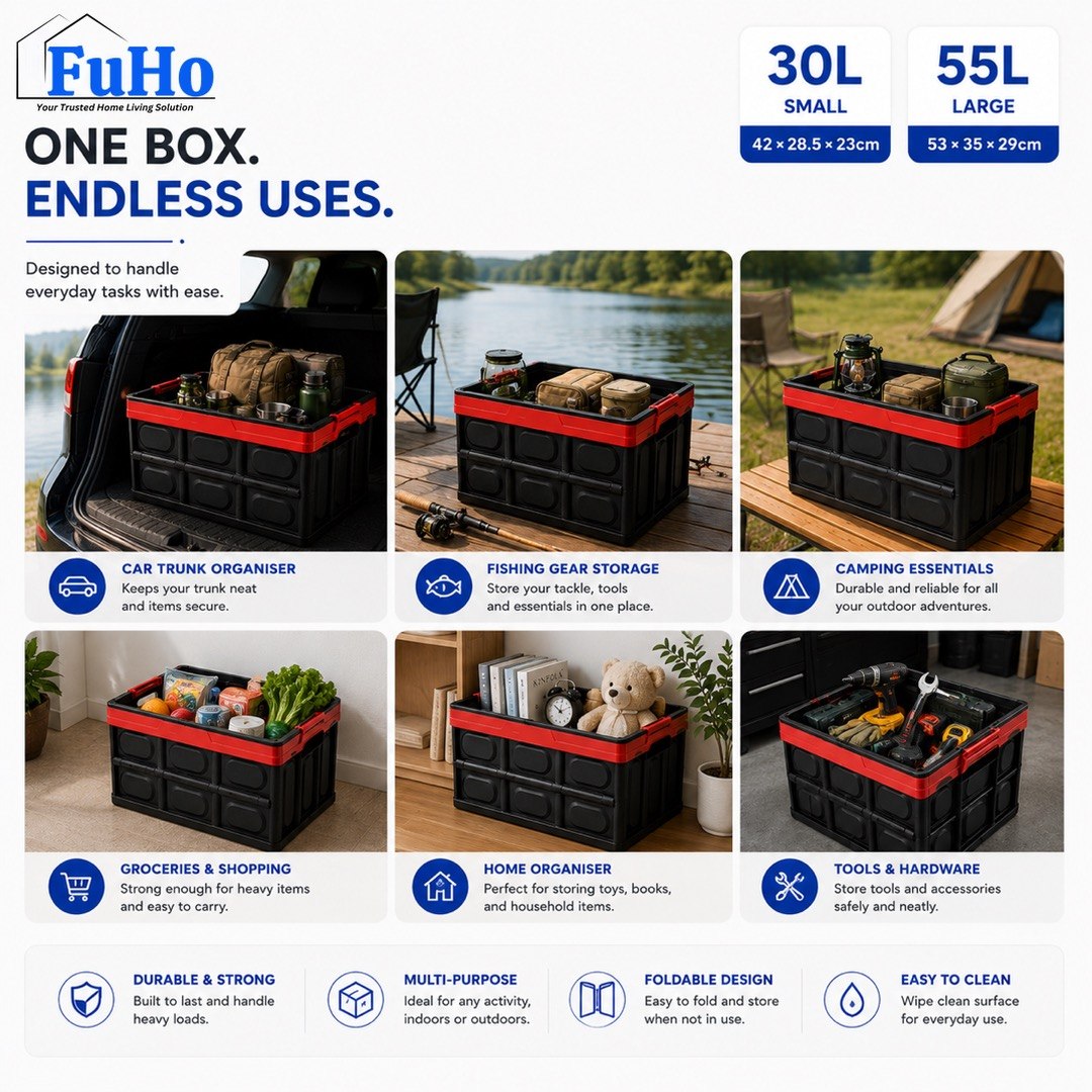 🇸🇬READY STOCK🇸🇬 FuHo x Aiko Storage Box | Car Storage Box | Collapsible Box | Fishing Box | Ice Box (HL0007)