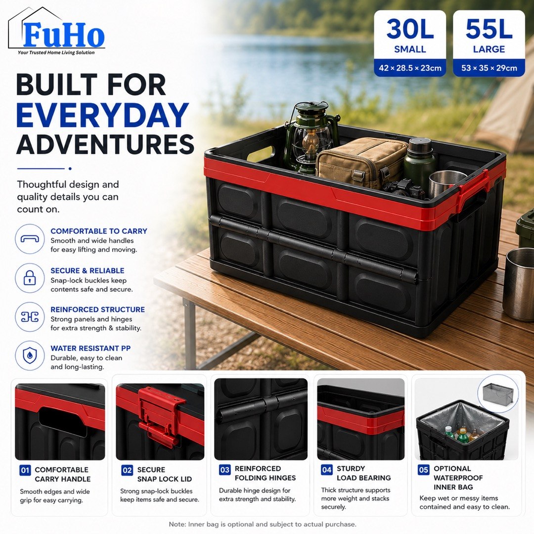 🇸🇬READY STOCK🇸🇬 FuHo x Aiko Storage Box | Car Storage Box | Collapsible Box | Fishing Box | Ice Box (HL0007)
