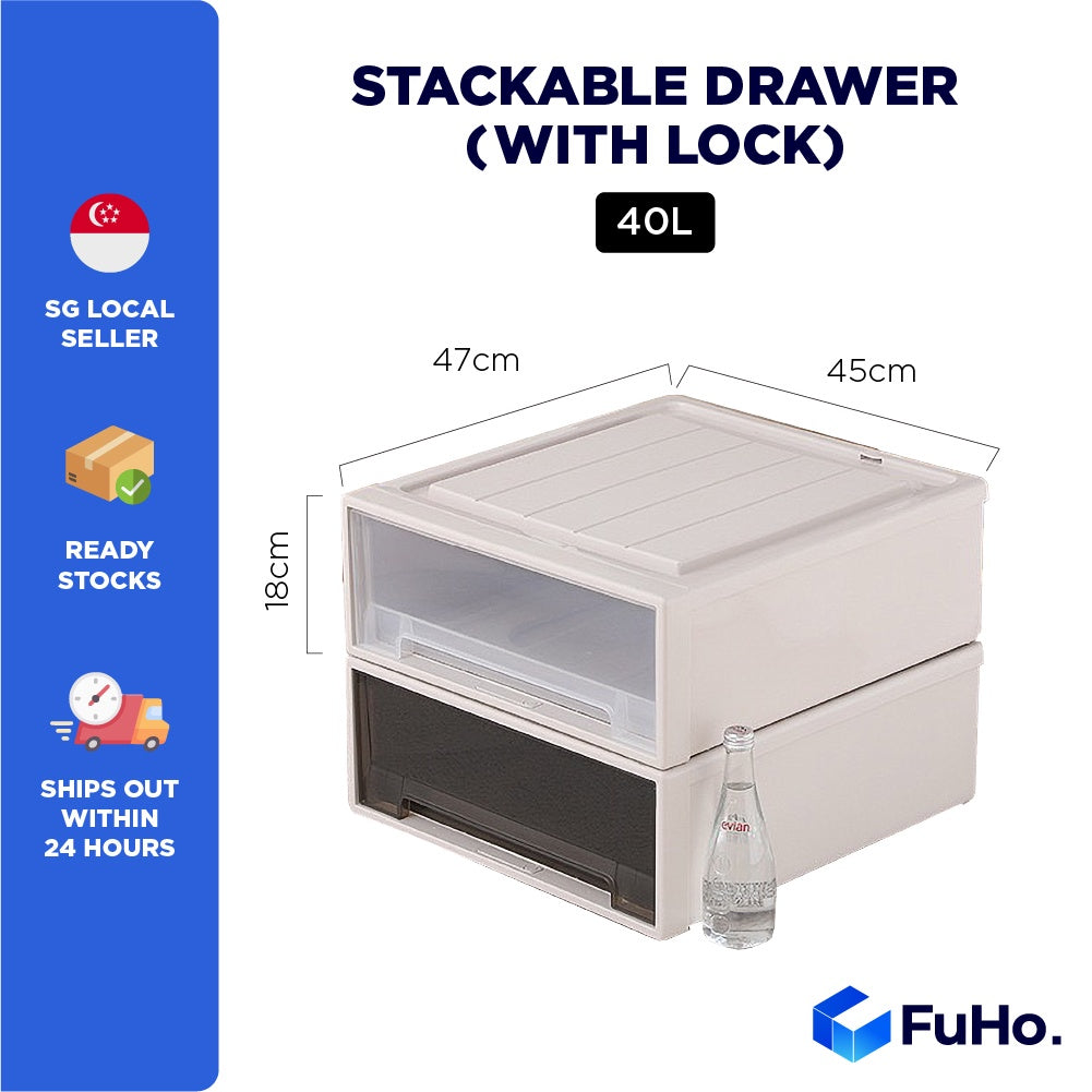 (1pcs) 🇸🇬READY STOCK🇸🇬 FuHo Transparent Stackable box | Stackable Drawer | Organiser Box | Wardrobe Box (HL0023)