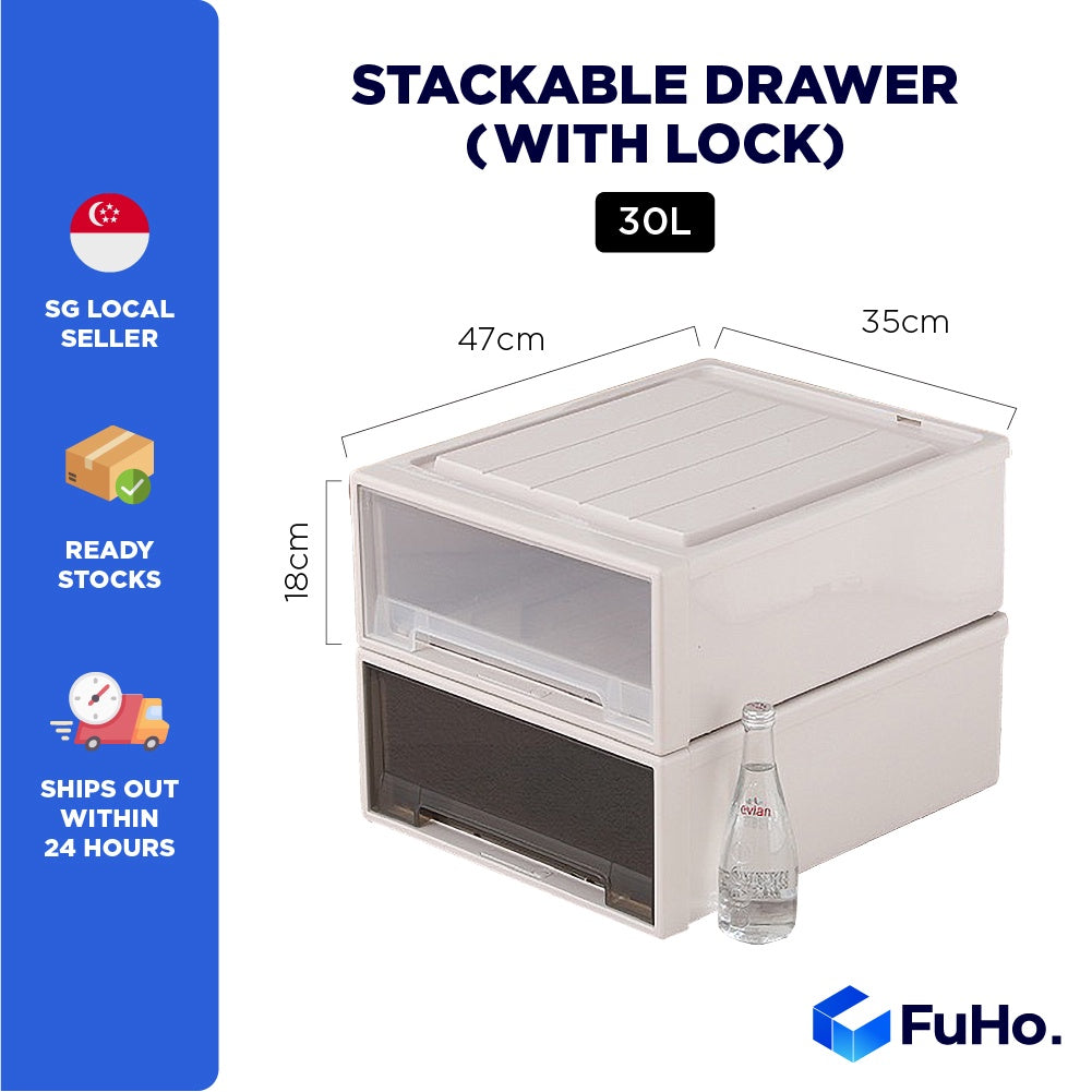 (1pcs) 🇸🇬READY STOCK🇸🇬 FuHo Transparent Stackable box | Stackable Drawer | Organiser Box | Wardrobe Box (HL0023)