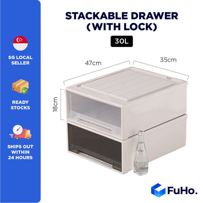 (1pcs) 🇸🇬READY STOCK🇸🇬 FuHo Transparent Stackable box | Stackable Drawer | Organiser Box | Wardrobe Box (HL0023)
