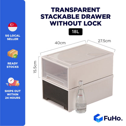 🇸🇬READY STOCK🇸🇬 FuHo Transparent Single Tier Stackable Box Container Organizer Drawer Cabinet (HL0019)