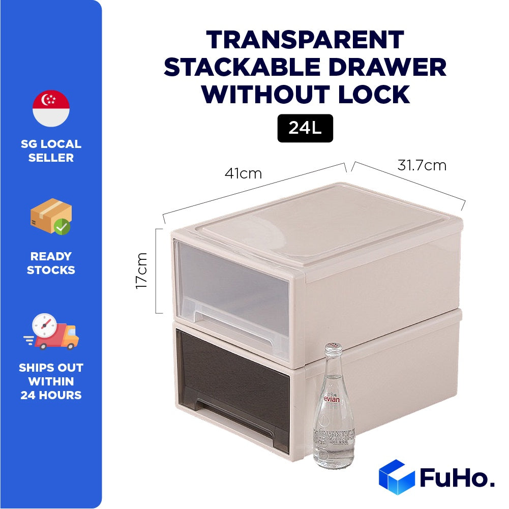 🇸🇬READY STOCK🇸🇬 FuHo Transparent Single Tier Stackable Box Container Organizer Drawer Cabinet (HL0019)