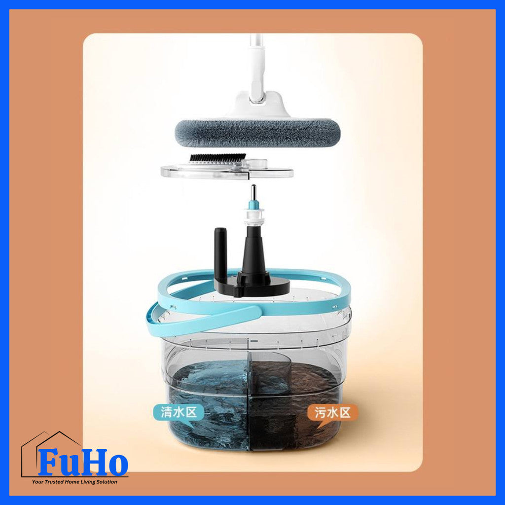 🇸🇬READY STOCK🇸🇬 FuHo 360° Mop Separator With Pail | Water Separator | Spin Mop | Mop Bucket | (HL0251)