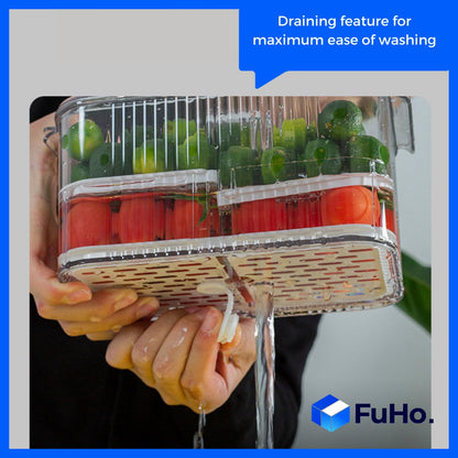 🇸🇬READY STOCK🇸🇬 FuHo Fruit and Vegetable Drain Box | Drainage Box | Fridge Organiser | Food Drainage | Sink (KIT0027)