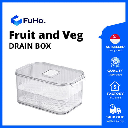🇸🇬READY STOCK🇸🇬 FuHo Fruit and Vegetable Drain Box | Drainage Box | Fridge Organiser | Food Drainage | Sink (KIT0027)