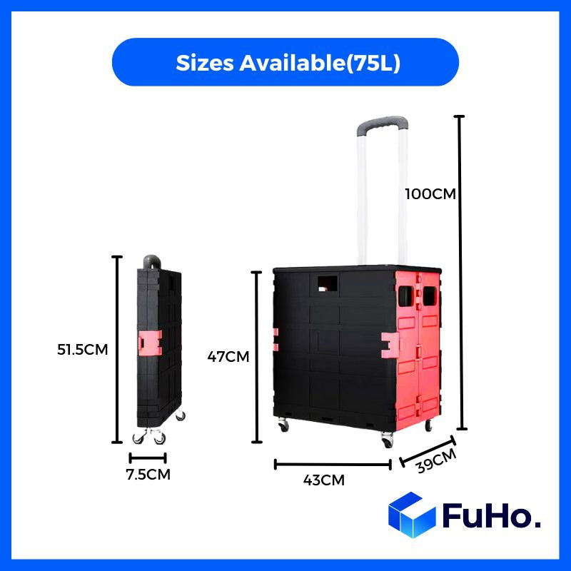 🇸🇬READY STOCK🇸🇬 Fuho Foldable Trolley Collapsible Trolley Wheels Basket || Box wheels Folding Shopping (HL0081)