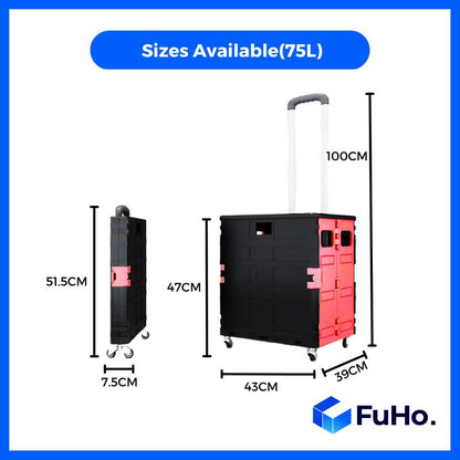 🇸🇬READY STOCK🇸🇬 Fuho Foldable Trolley Collapsible Trolley Wheels Basket || Box wheels Folding Shopping (HL0081)