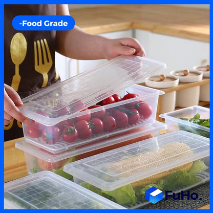 Food Container Box with Drain Tray [SG READY STOCKS] Fridge Organizer/Fridge Storage (KIT0020)