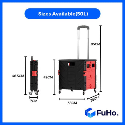 🇸🇬READY STOCK🇸🇬 Fuho Foldable Trolley Collapsible Trolley Wheels Basket || Box wheels Folding Shopping (HL0081)
