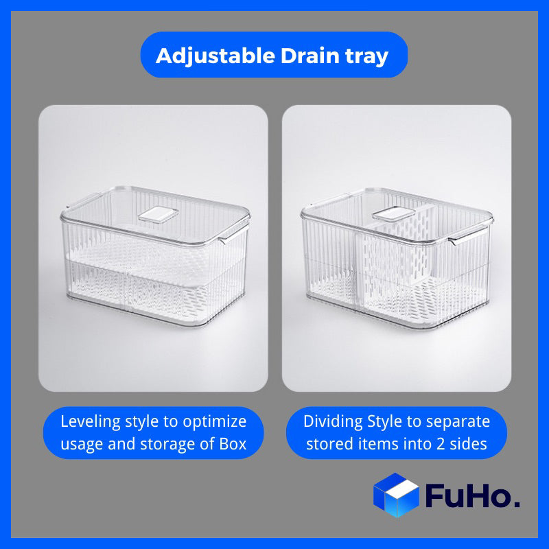 🇸🇬READY STOCK🇸🇬 FuHo Fruit and Vegetable Drain Box | Drainage Box | Fridge Organiser | Food Drainage | Sink (KIT0027)