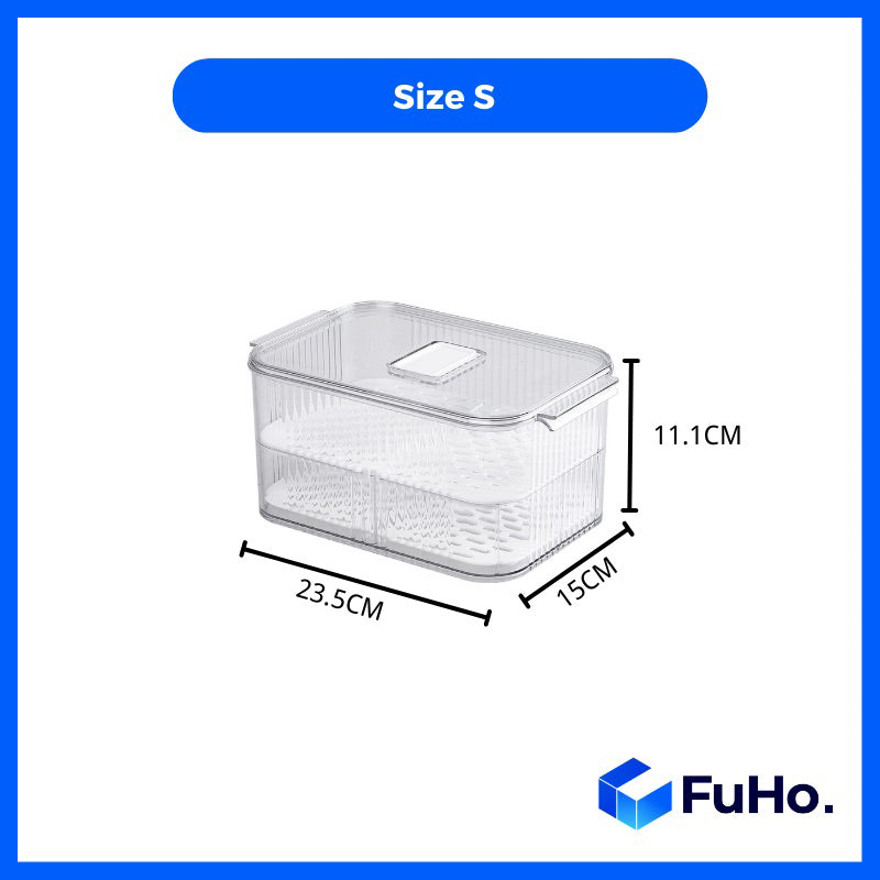 🇸🇬READY STOCK🇸🇬 FuHo Fruit and Vegetable Drain Box | Drainage Box | Fridge Organiser | Food Drainage | Sink (KIT0027)