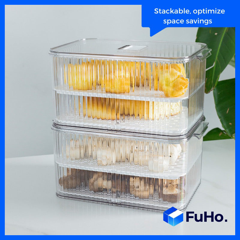 🇸🇬READY STOCK🇸🇬 FuHo Fruit and Vegetable Drain Box | Drainage Box | Fridge Organiser | Food Drainage | Sink (KIT0027)