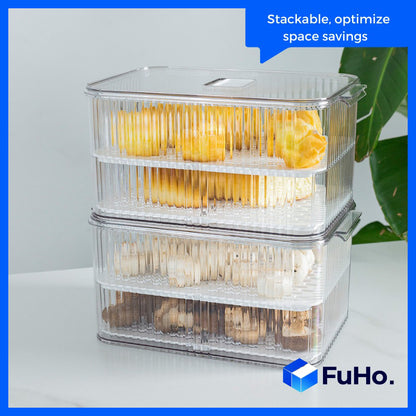 🇸🇬READY STOCK🇸🇬 FuHo Fruit and Vegetable Drain Box | Drainage Box | Fridge Organiser | Food Drainage | Sink (KIT0027)