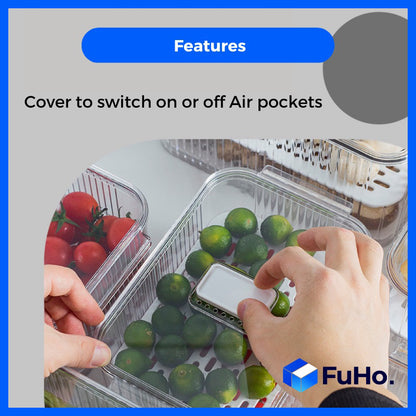 🇸🇬READY STOCK🇸🇬 FuHo Fruit and Vegetable Drain Box | Drainage Box | Fridge Organiser | Food Drainage | Sink (KIT0027)