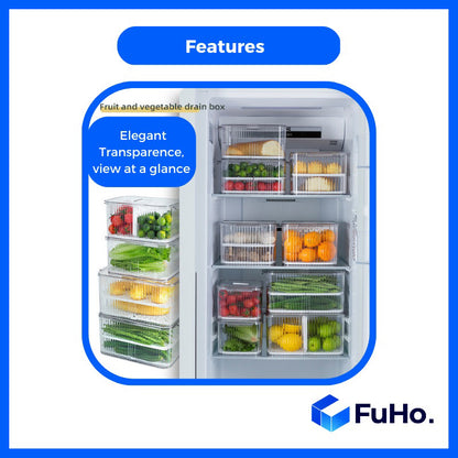 🇸🇬READY STOCK🇸🇬 FuHo Fruit and Vegetable Drain Box | Drainage Box | Fridge Organiser | Food Drainage | Sink (KIT0027)