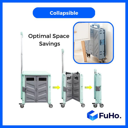 🇸🇬READY STOCK🇸🇬 Fuho Foldable Trolley Collapsible Trolley Wheels Basket || Box wheels Folding Shopping (HL0081)