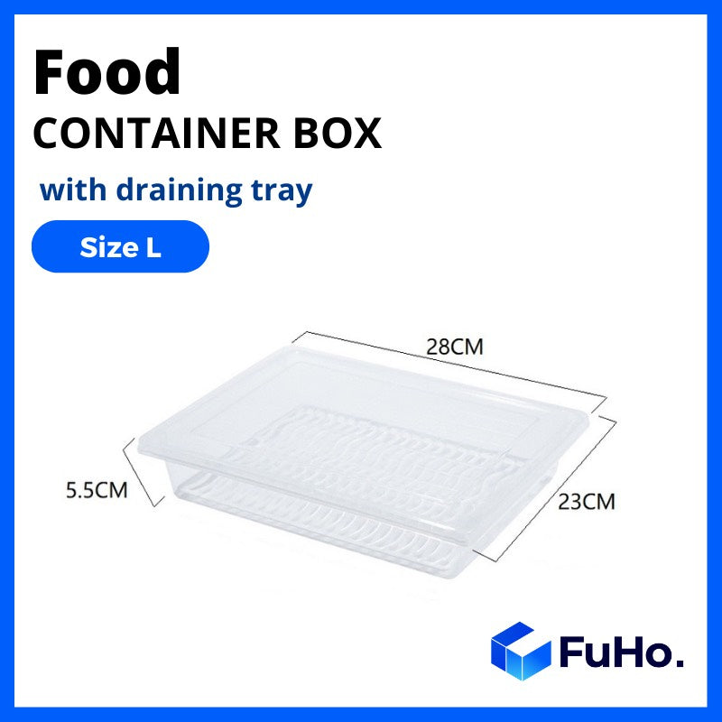 Food Container Box with Drain Tray [SG READY STOCKS] Fridge Organizer/Fridge Storage (KIT0020)