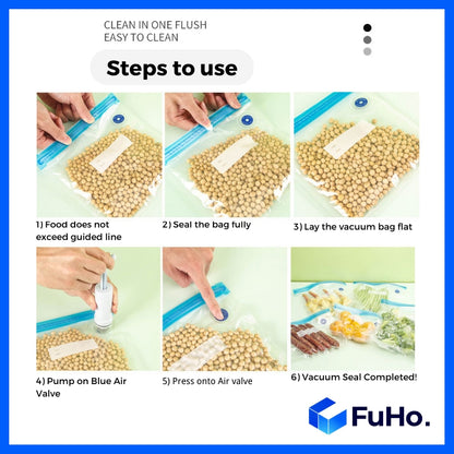 🇸🇬(AS LOW AS $0.59)🇸🇬 FuHo Food Vacuum Seal Bag Food Bags | Reusable Food Bags | Reusable Vacuum Bags (KIT0011)