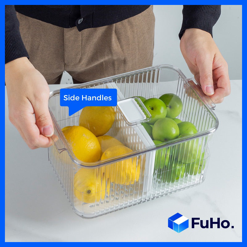 🇸🇬READY STOCK🇸🇬 FuHo Fruit and Vegetable Drain Box | Drainage Box | Fridge Organiser | Food Drainage | Sink (KIT0027)