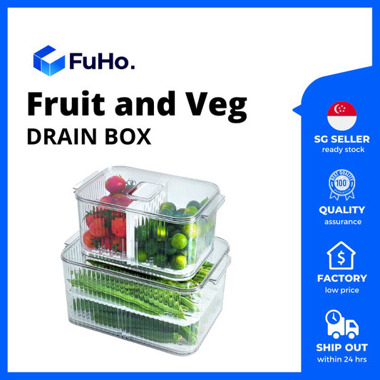 🇸🇬READY STOCK🇸🇬 FuHo Fruit and Vegetable Drain Box | Drainage Box | Fridge Organiser | Food Drainage | Sink (KIT0027)