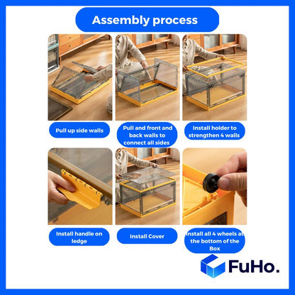 🇸🇬READY STOCK🇸🇬 FuHo Transparent Storage Box | Stackable Box | Collapsible Box |  Collapsible Cabinet | (HL0056)